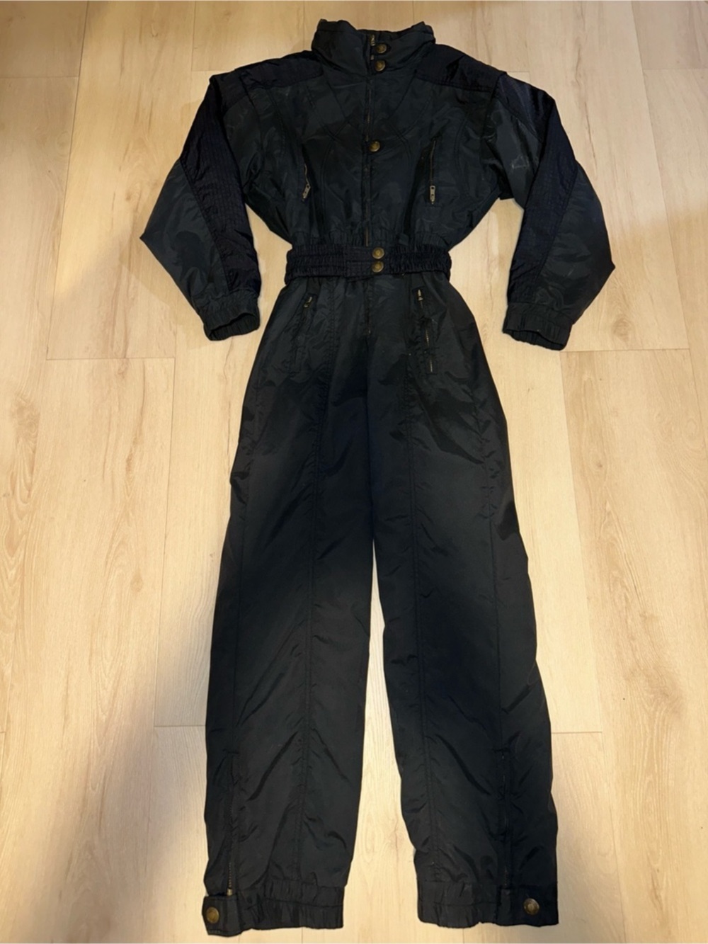 Vintage Skitique Womens Small Black Ski Suit with Hood Size Small